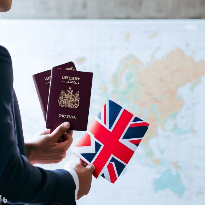 International applicants holding passports and looking at a map of the United Kingdom - UK visa options for skilled immigrants and professionals