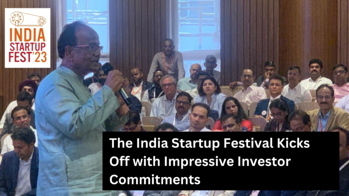 India Startup Festival banner showcasing a rise in investor commitments, with JA Chowordy's vision at the forefront.