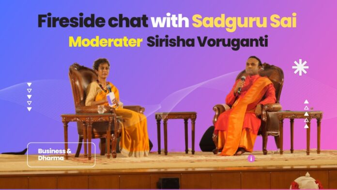 Sadguru Sri Madhusudan Sai discusses entrepreneurship through a spiritual lens with Miss Sirisha, emphasizing compassionate capitalism, rural opportunities, and the importance of inclusive growth and balance.