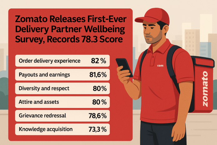 Zomato Releases First-Ever Delivery Partner Wellbeing Survey, Records 78.3 Score